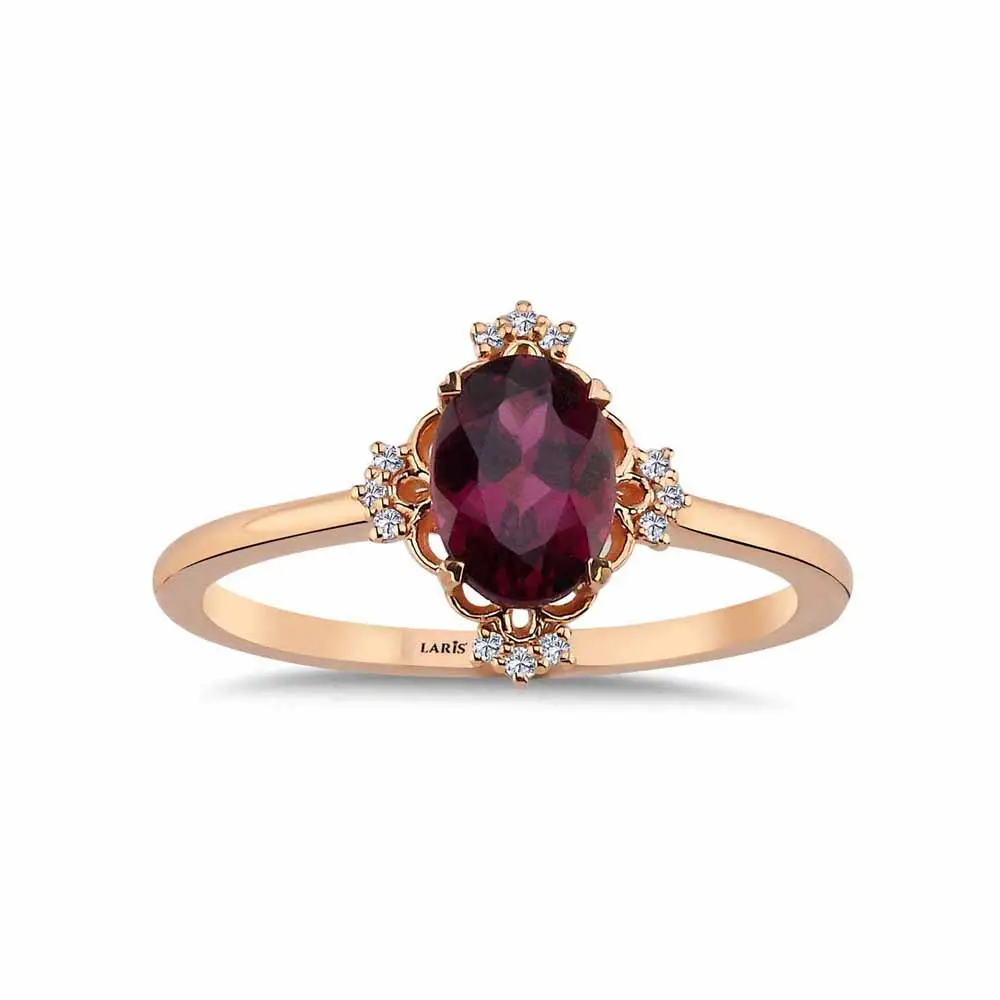 1,08 Karat Pırlantalı Vintage Rhodolite Yüzük