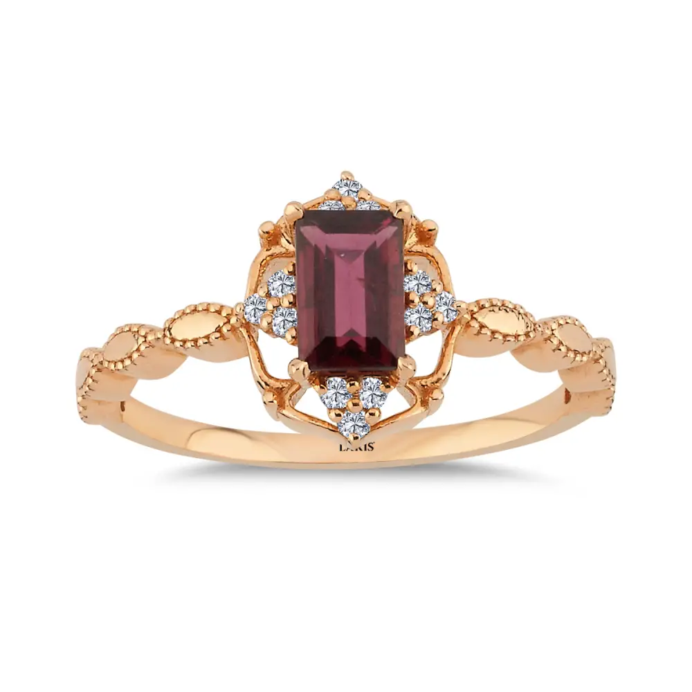 0,84 Karat Pırlantalı Vintage Rhodolite Yüzük