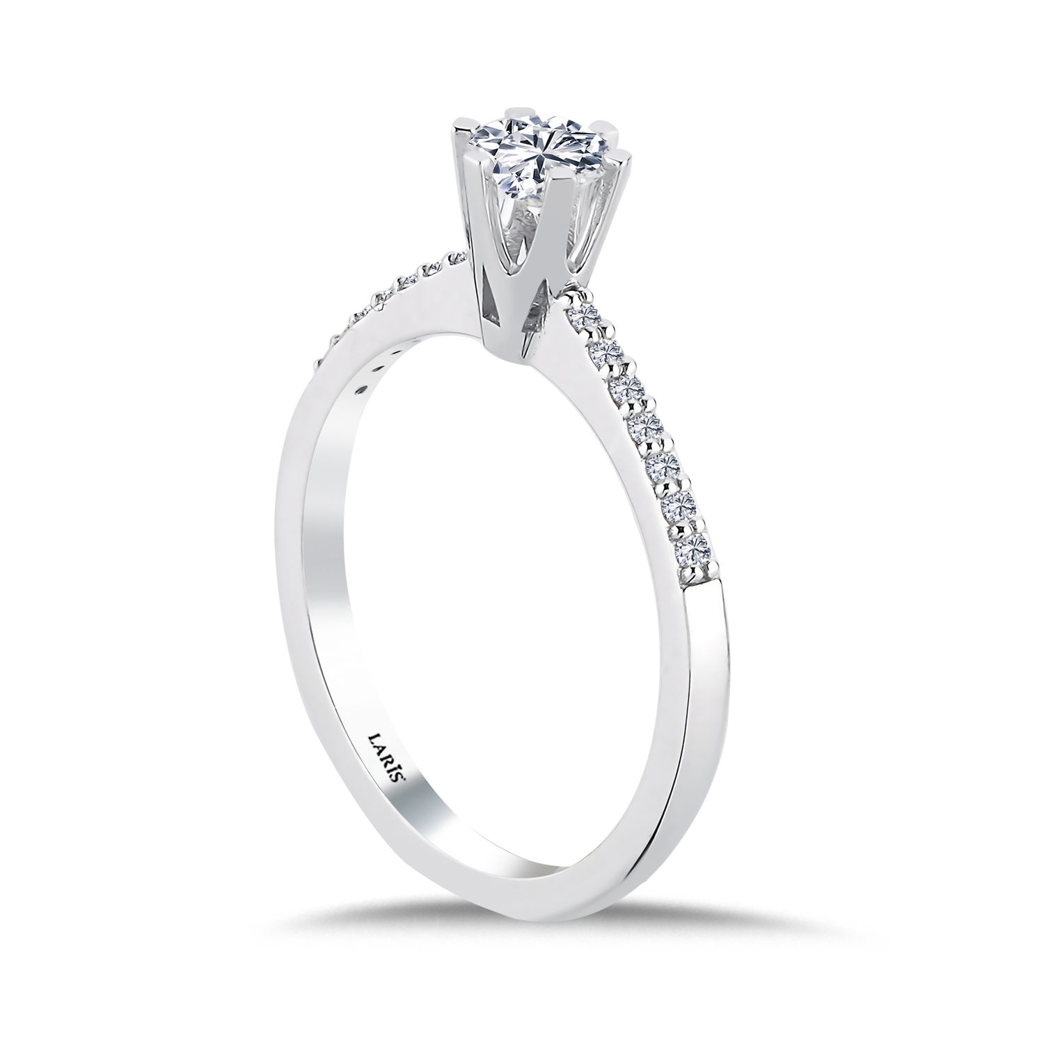 Tektaş Yüzükler 0,40 Karat Pırlanta Tiffany Kolları Taşlı Tektaş Yüzük