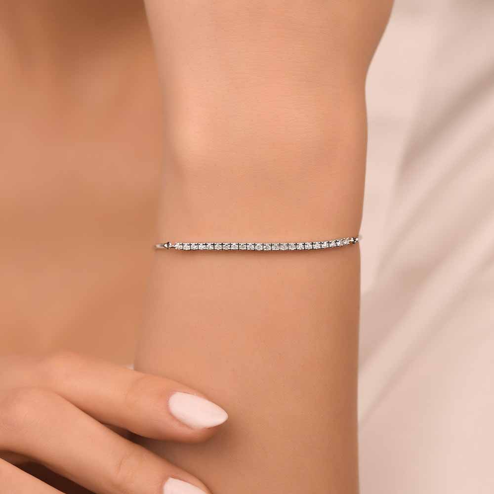 Su Yolu Bileklikler 0,50 Karat Pırlanta Su Yolu Kelepçe Bileklik