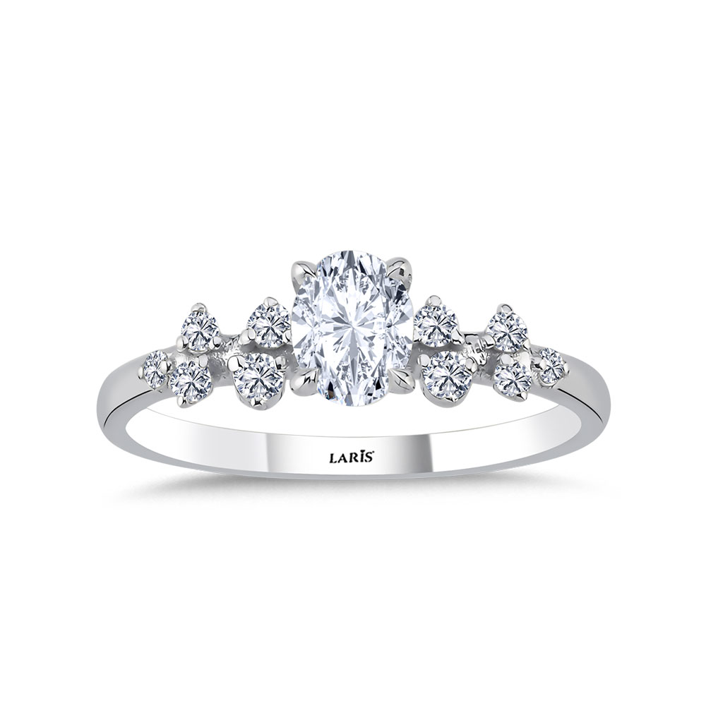 Özel Tasarım Yüzükler 0,65 Karat Pırlanta Oval Kesim Tektas Yüzük