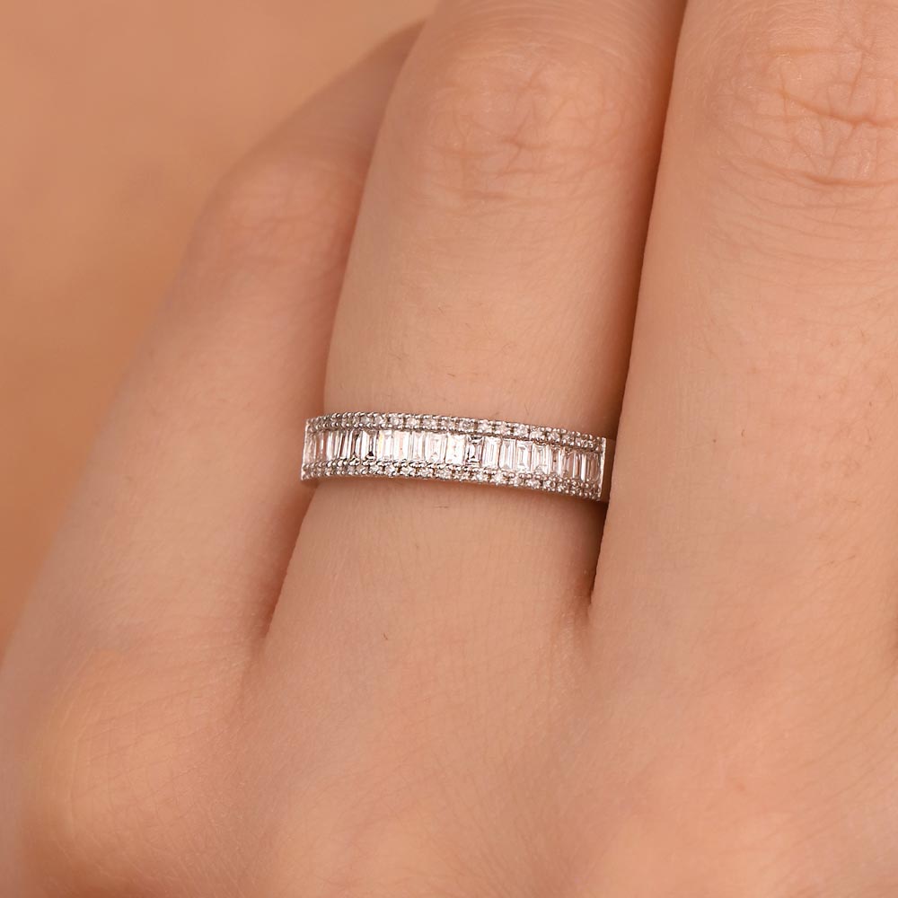 Tamtur / Yarımtur Yüzükler 0,40 Karat Pırlanta Özel Tasarım Baget Yarımtur Yüzük