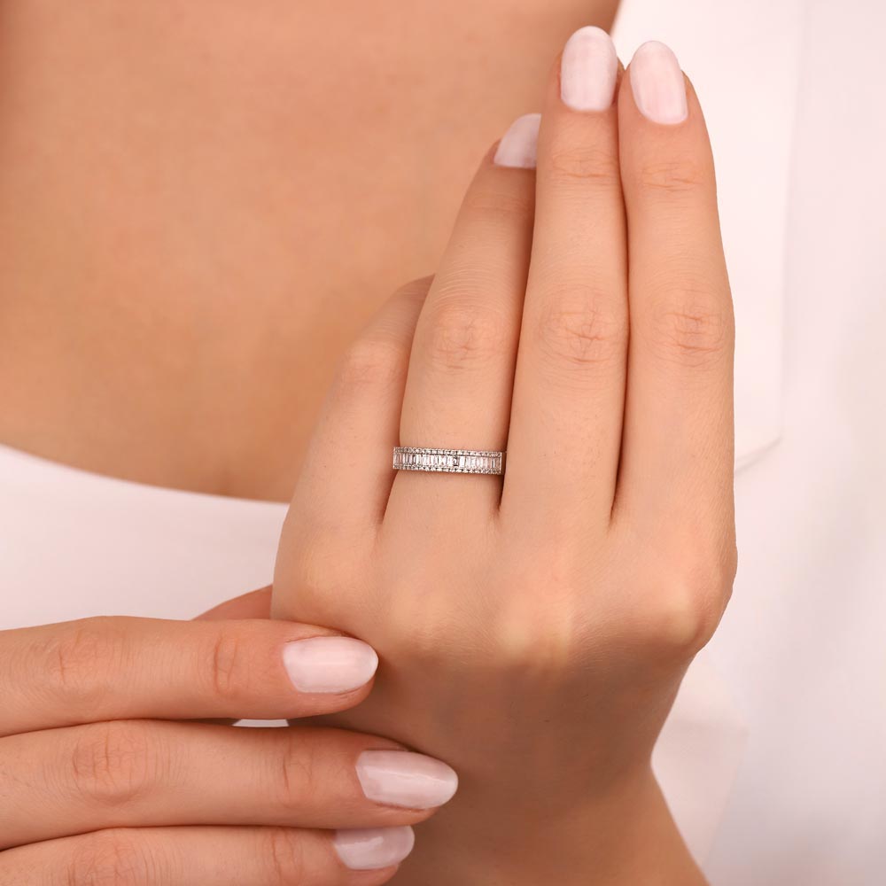 Tamtur / Yarımtur Yüzükler 0,40 Karat Pırlanta Özel Tasarım Baget Yarımtur Yüzük