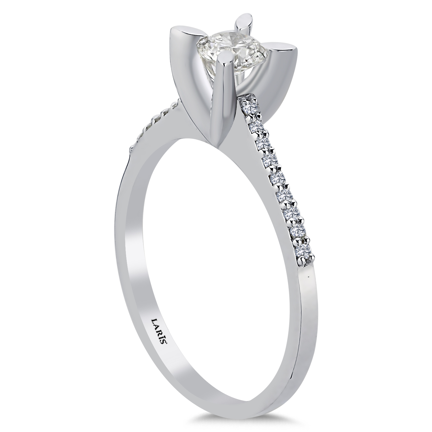 Tektaş Yüzükler 0,39 Karat Pırlanta Kolları Taşlı Serene Tektaş Yüzük