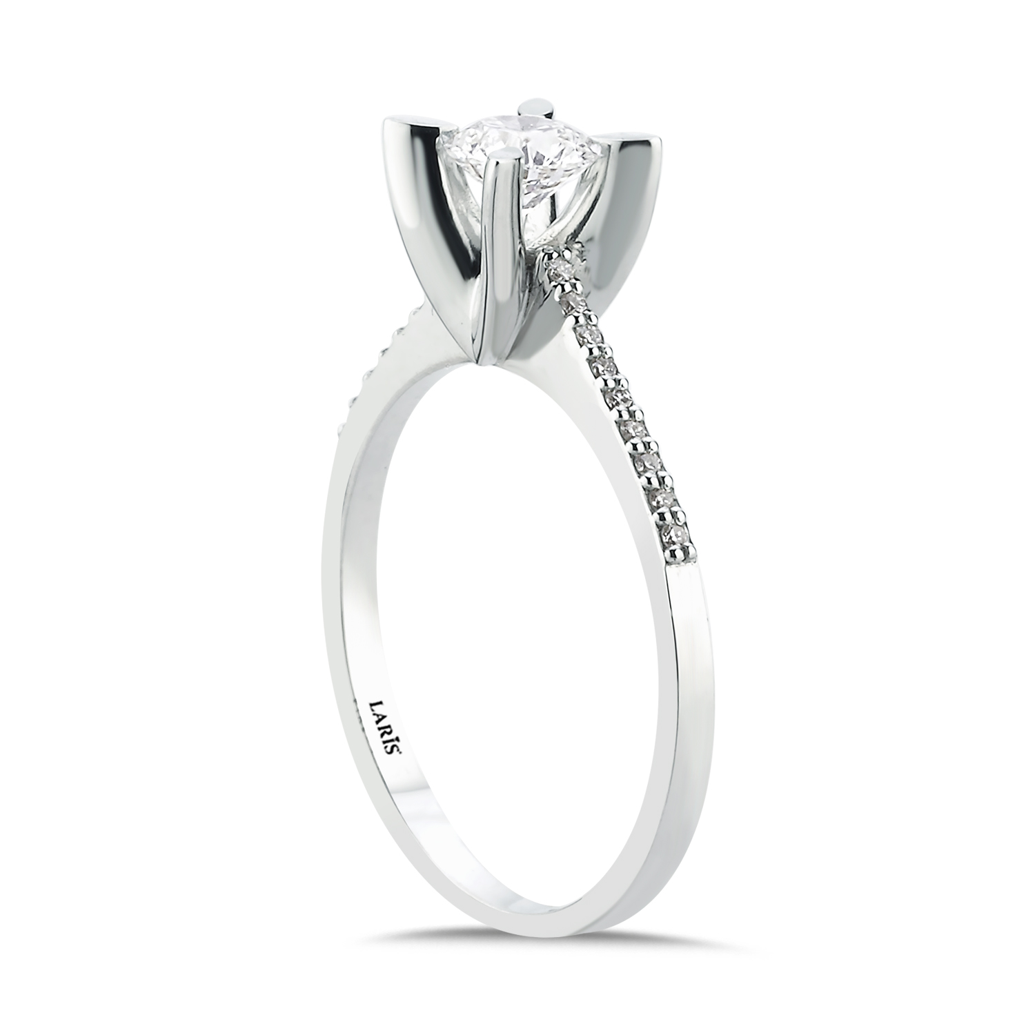 Tektaş Yüzükler 0,47 Karat Pırlanta Kolları Taşlı Serene Tektaş Yüzük