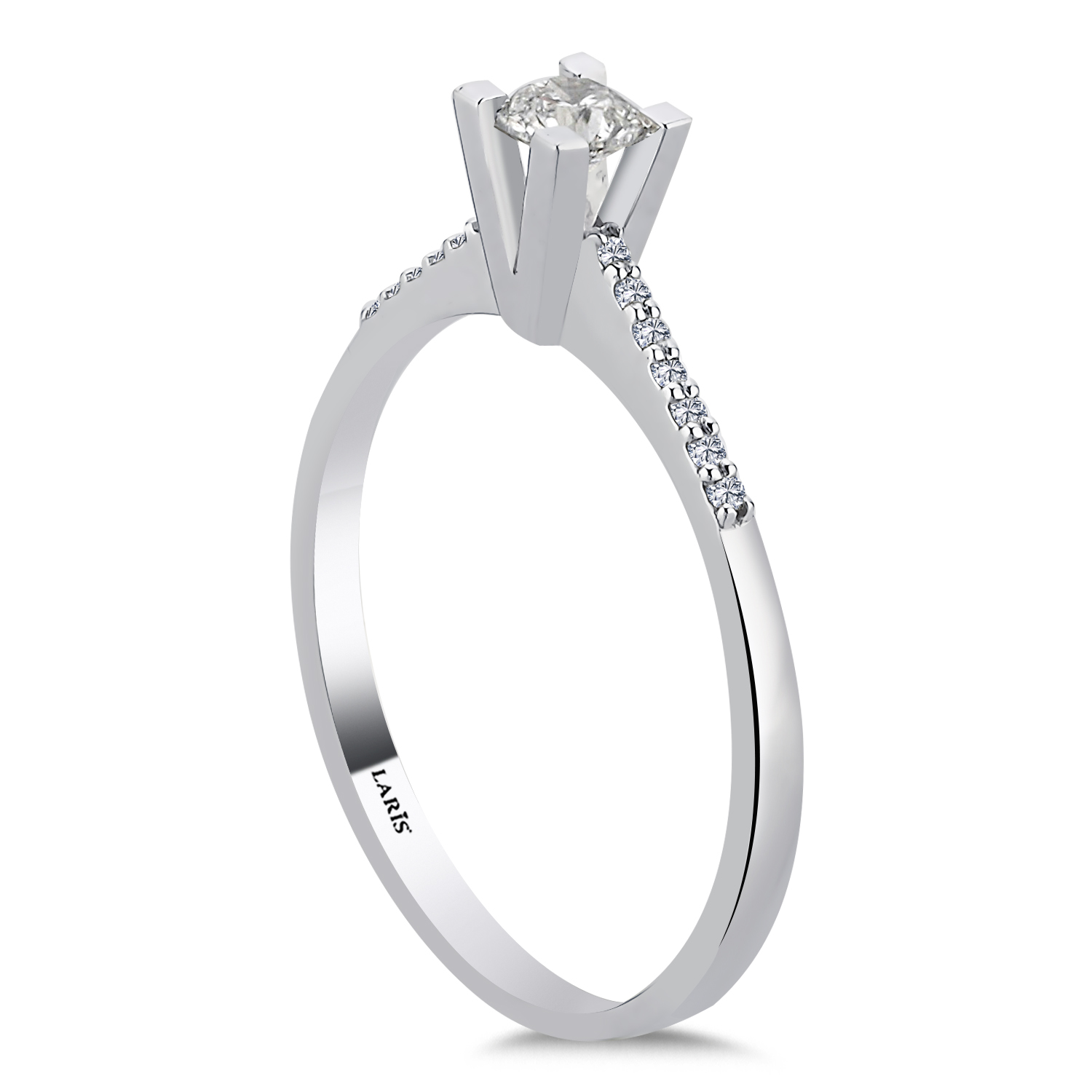 Tektaş Yüzükler 0,32 Karat Pırlanta Kolları Taşlı Stellar Tektaş Yüzük