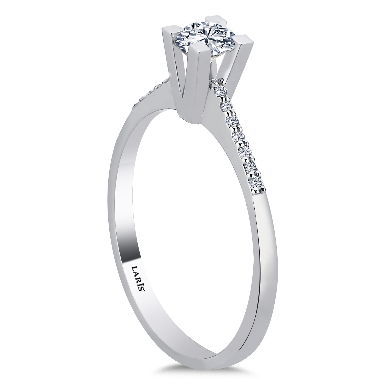 Tektaş Yüzükler 0,36 Karat Pırlanta Kolları Taşlı Stellar Tektaş Yüzük