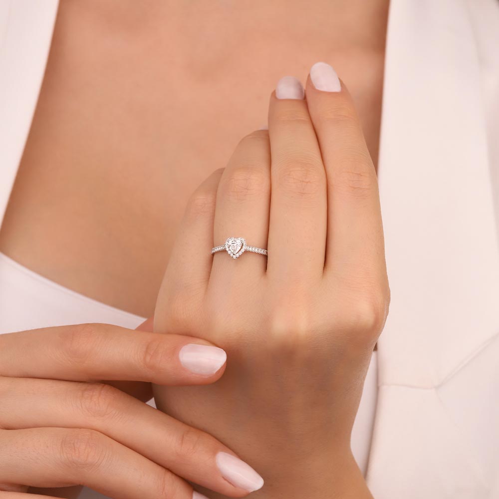 Özel Tasarım Yüzükler 0,45 Karat Pırlanta Kalp Kesim Özel Tasarım Fantezi Tektaş Yüzük