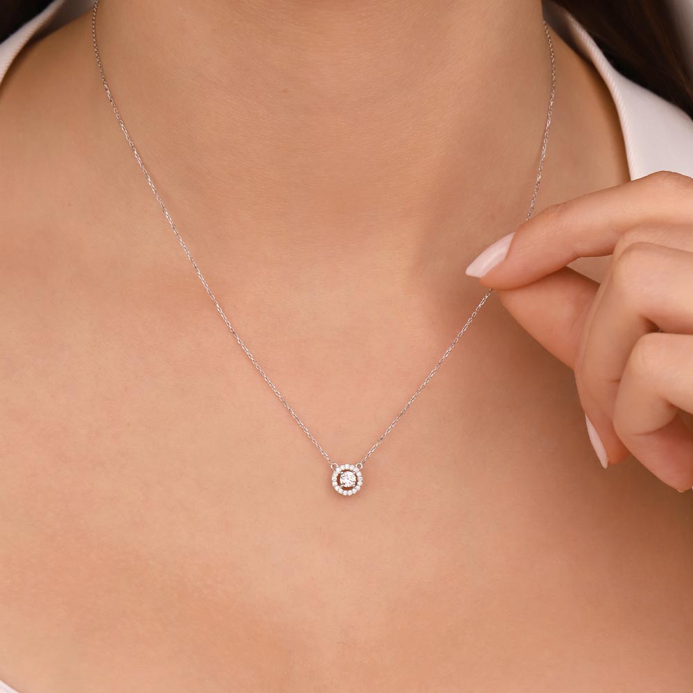 Tektaş Kolyeler 0,3 Karat Pırlanta Halo Tektaş Kolye