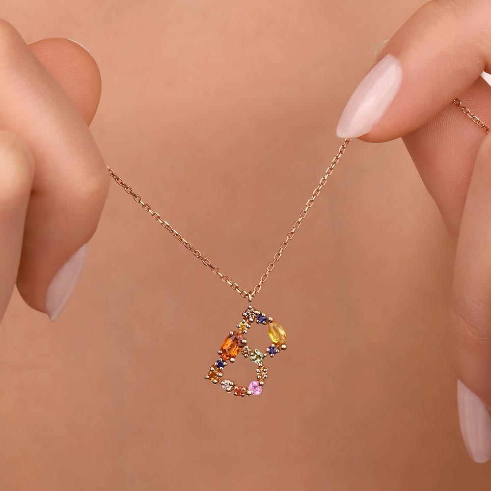 1,01 ct. Pırlanta Safir Harf Kolye