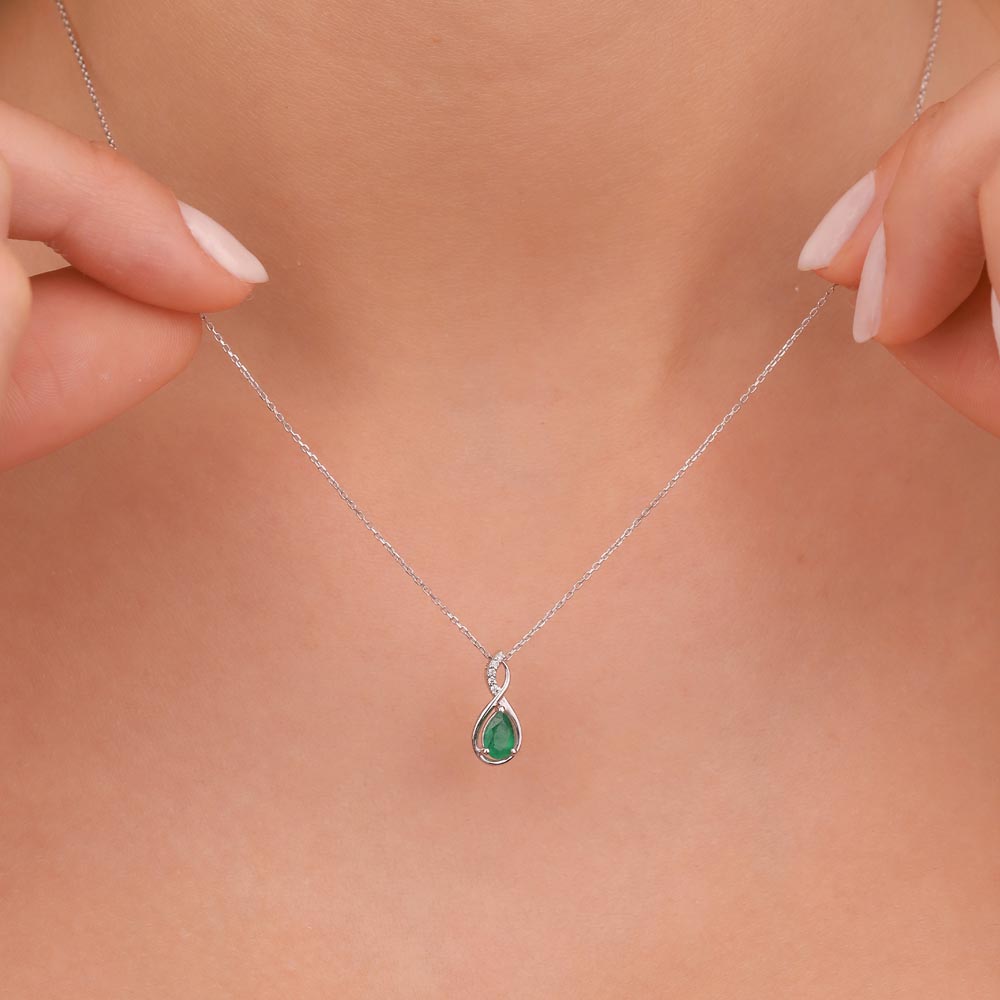 Zümrüt Kolyeler 0,24 Karat Pırlanta Zümrüt Sonsuzluk Kolye