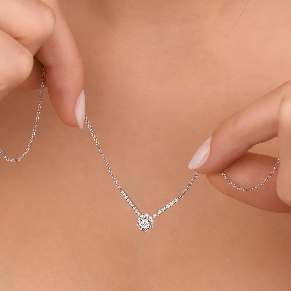 Tektaş Kolyeler 0,47 Karat Pırlanta Özel Tasarım Halo Tektaş Kolye