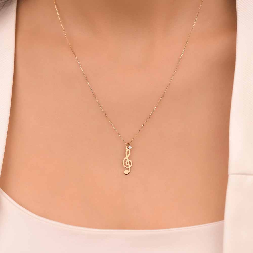 Pırlanta Sol Anahtarı Hediyelik Kolye