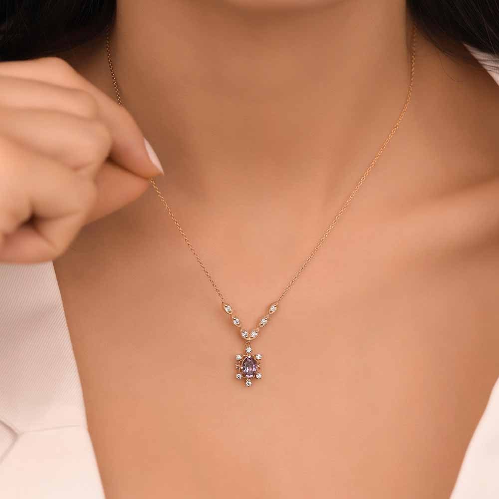 1,32 Karat Pırlanta Vintage Alexandrit Kolye