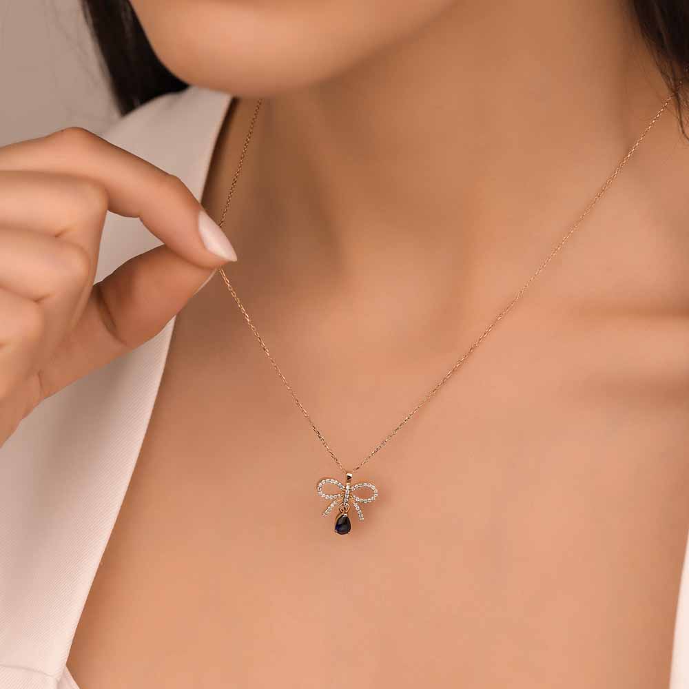 0.65 Karat Pırlanta Vintage Safir Kolye