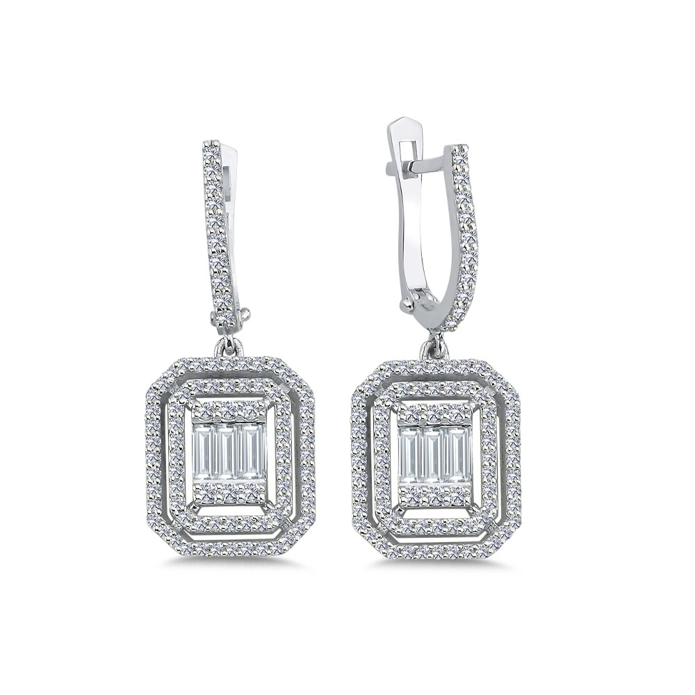 1,10 Karat Pırlanta Özel Tasarım Baget Küpe