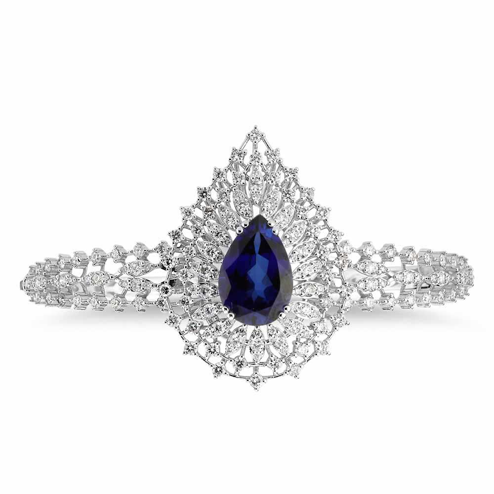 11,33 Karat Pırlanta Özel Tasarım Damla Safir Kelepçe Bileklik