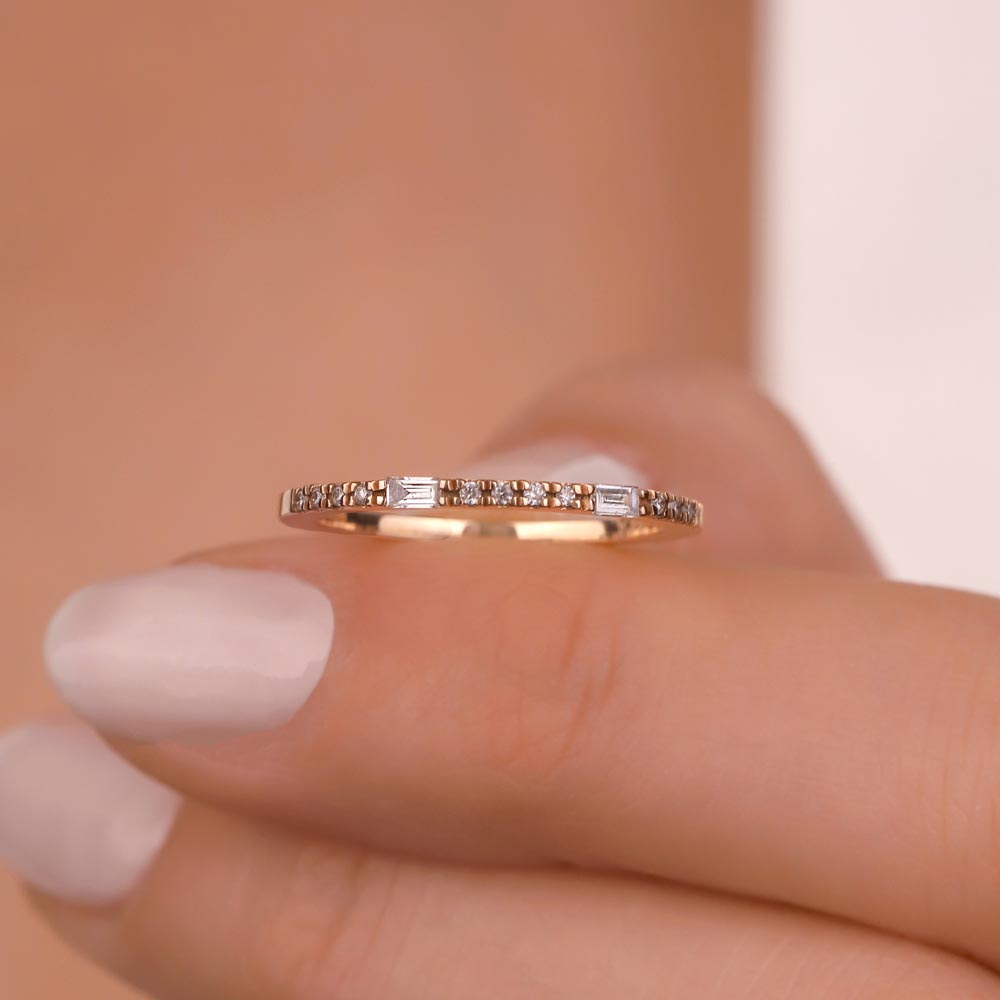 Tamtur / Yarımtur Yüzükler 0,11 Karat Pırlanta Vintage Yarımtur Yüzük