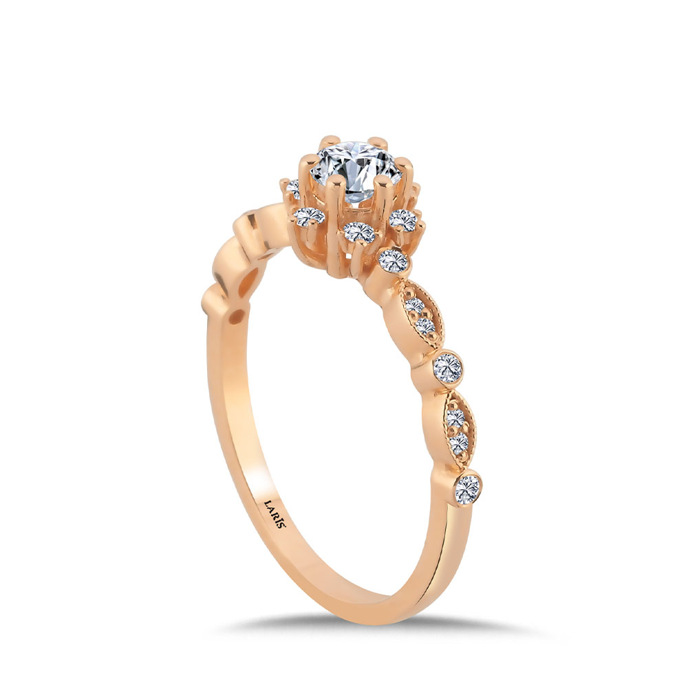 Vintage Yüzükler 0,45 Karat Pırlanta Oval Lotus Vintage Yüzük