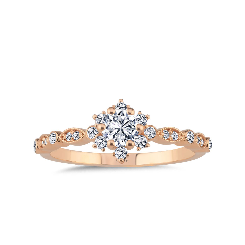 Vintage Yüzükler 0,45 Karat Pırlanta Oval Lotus Vintage Yüzük