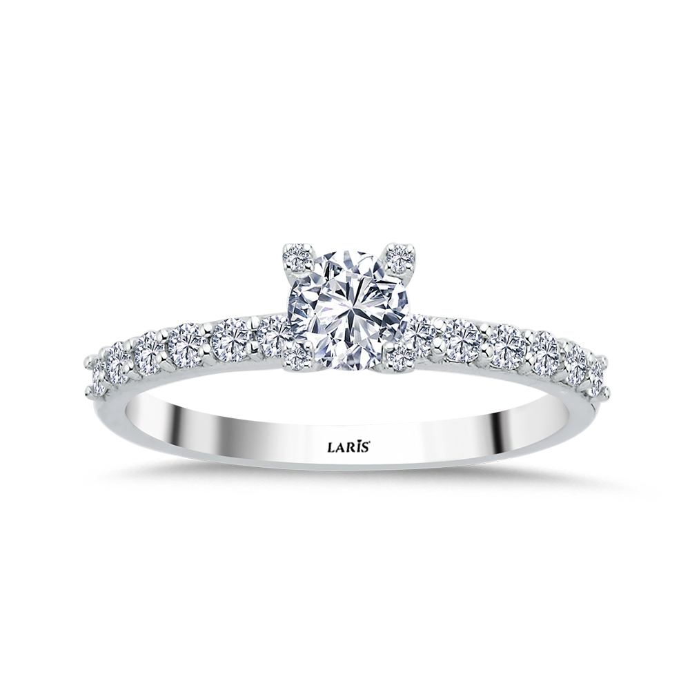 Tektaş Yüzükler 0,59 Karat Pırlanta Kol ve Tırnakları Taşlı Grace Tektaş Yüzük