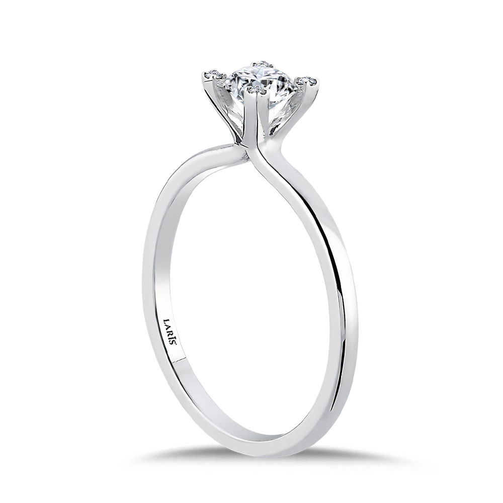 Tektaş Yüzükler 0,42 Karat Tırnakları Taşlı Pırlanta Grace Tektaş Yüzük