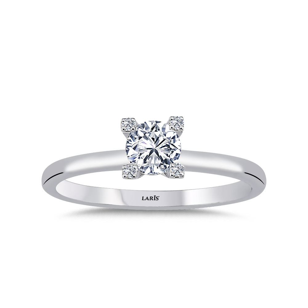 Tektaş Yüzükler 0,42 Karat Tırnakları Taşlı Pırlanta Grace Tektaş Yüzük