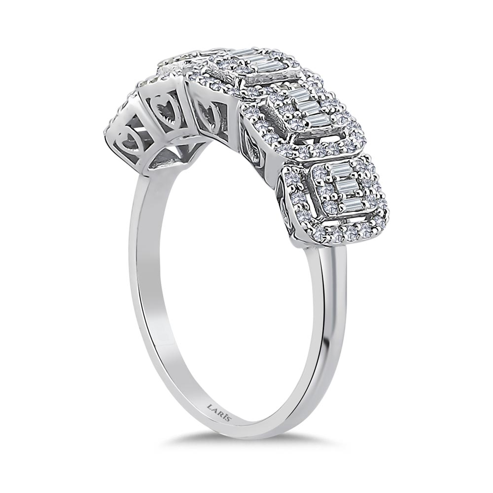 Baget Yüzükler 0,51 Karat Pırlanta Özel Tasarım Baget Beştaş Yüzük