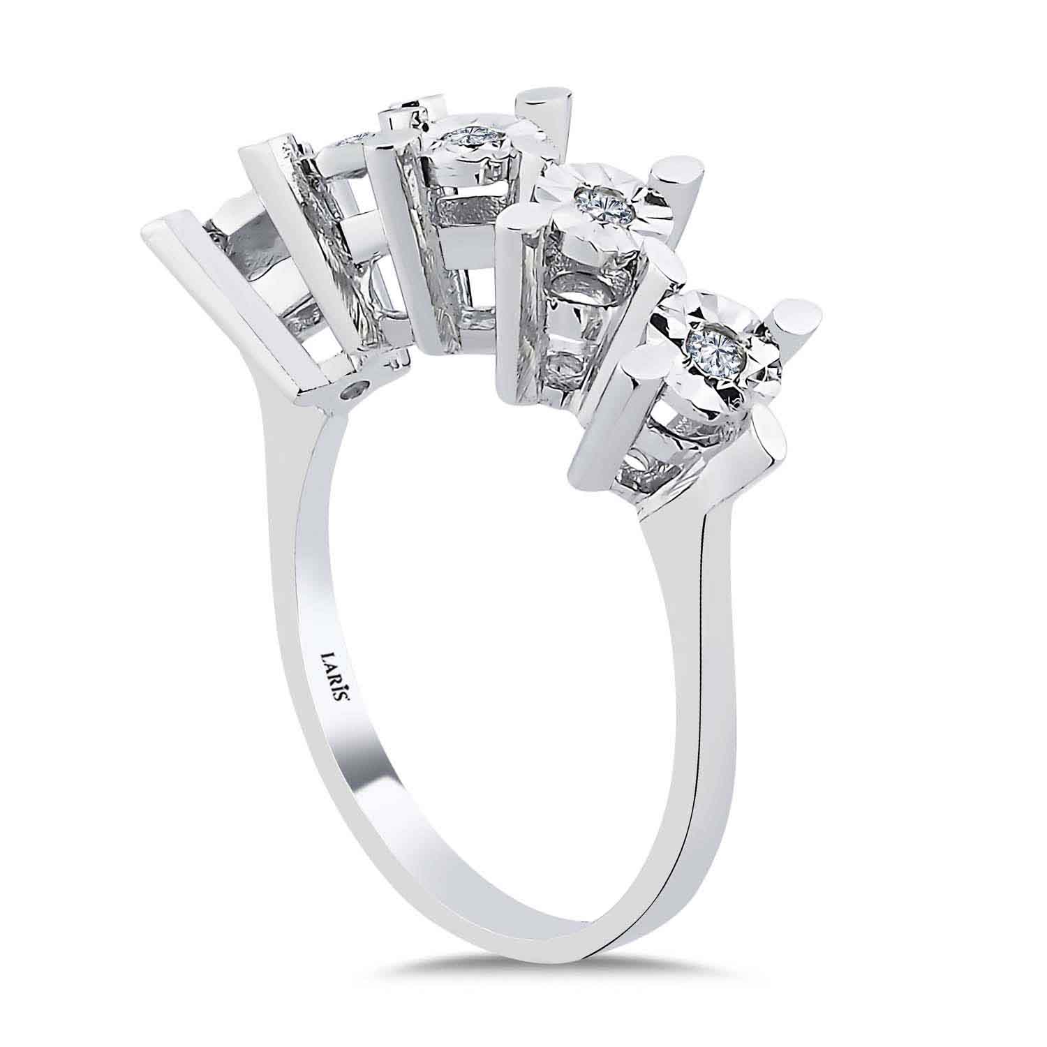 Beştaş Yüzükler 0.15 Karat Pırlanta Kalem İşlemeli Beştaş Yüzük