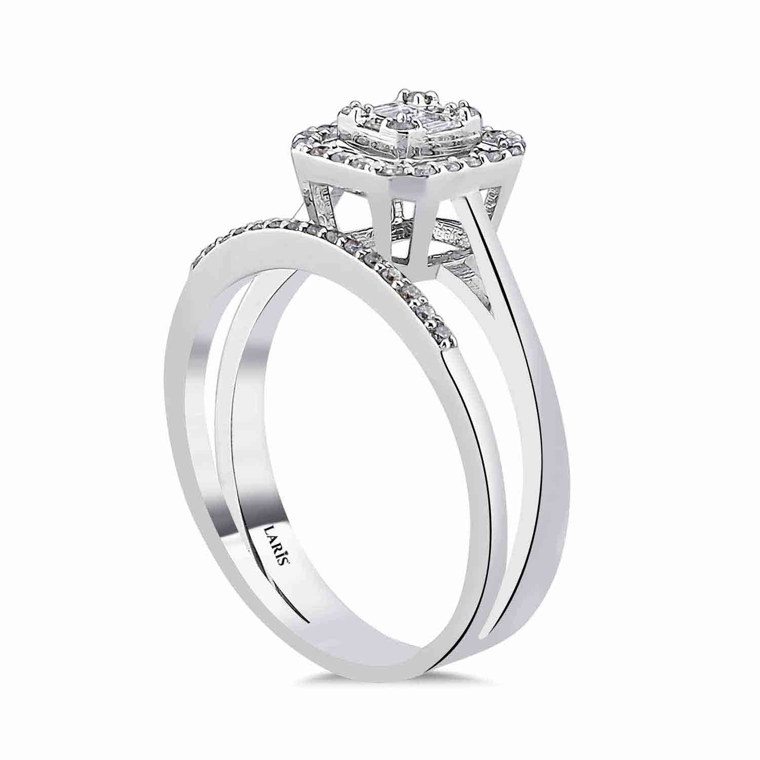 0.35 Karat Pırlanta Özel Tasarım Baget Yarımtur Yüzük