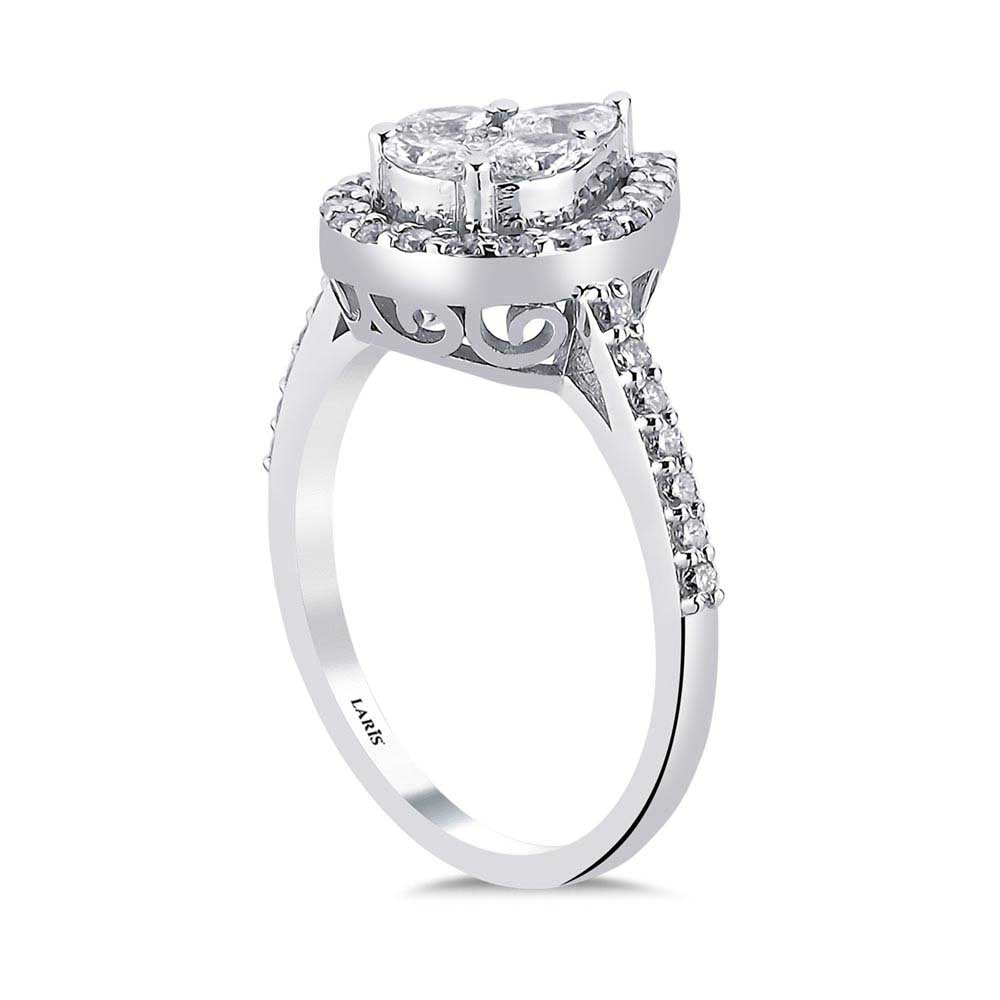 Özel Tasarım Yüzükler 0,84 Karat Damla Pırlanta Taşlı Özel Tasarım Elara Yüzük