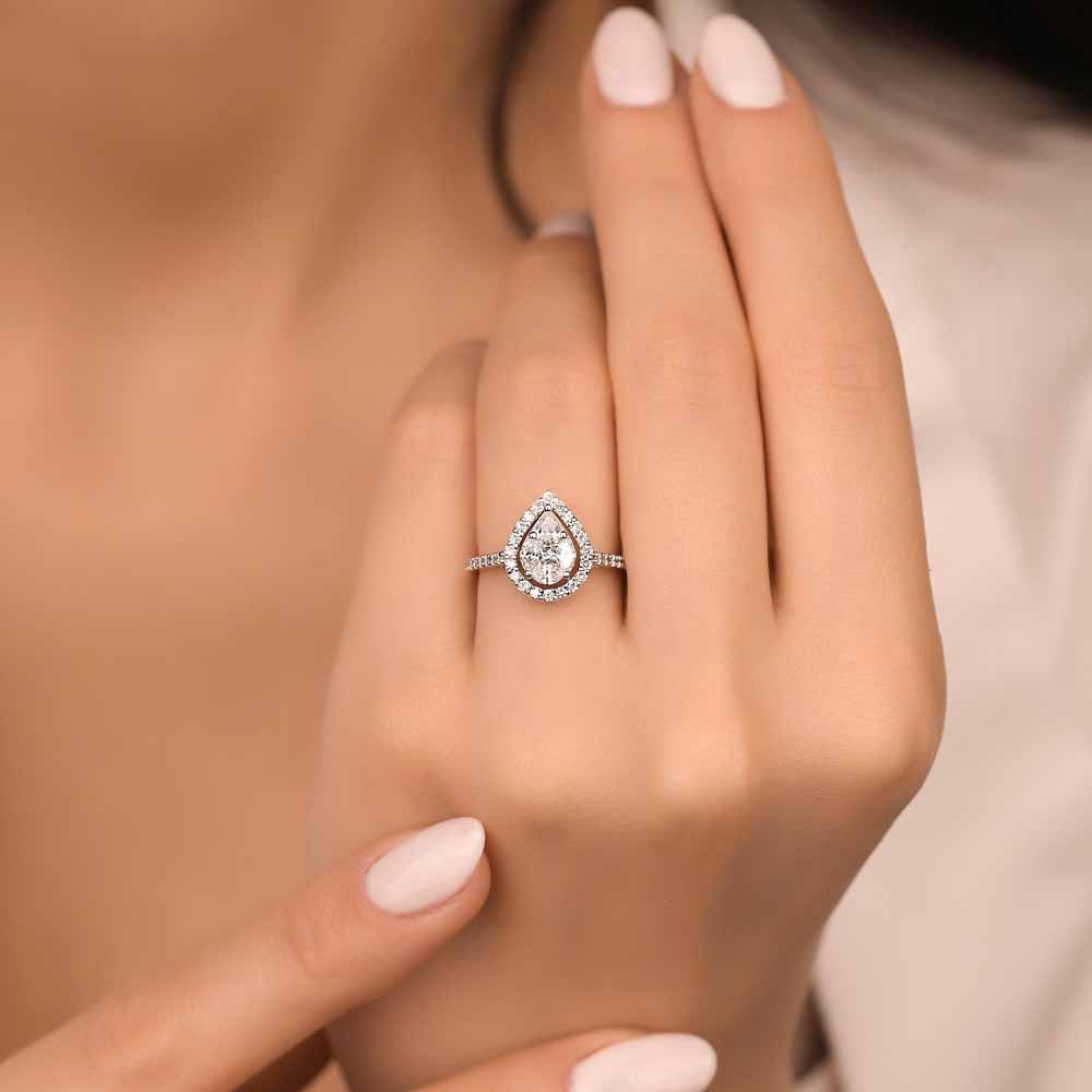 Özel Tasarım Yüzükler 0,84 Karat Damla Pırlanta Taşlı Özel Tasarım Elara Yüzük