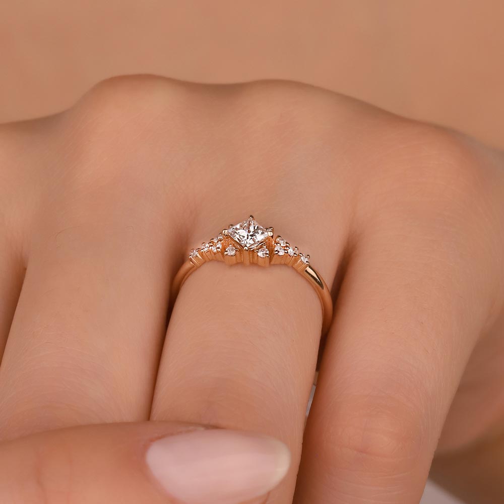 Vintage Yüzükler 0,40 Karat Pırlanta Prenses Kesim Vintage Yüzük