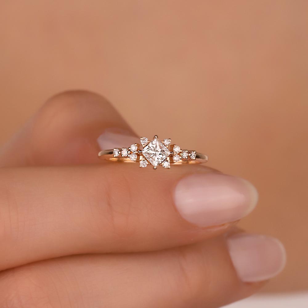 Vintage Yüzükler 0,40 Karat Pırlanta Prenses Kesim Vintage Yüzük