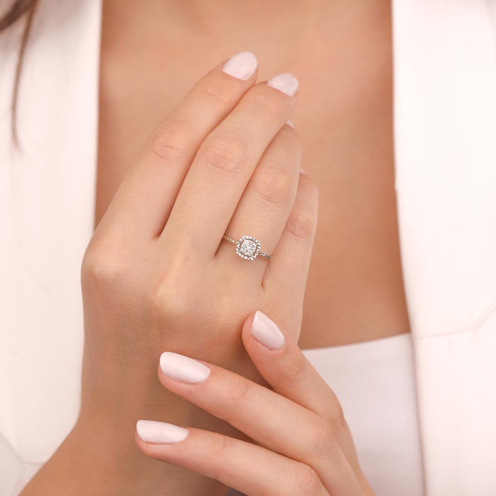 0.12 Karat Pırlanta Kalem İşlemeli Coronet Yüzük