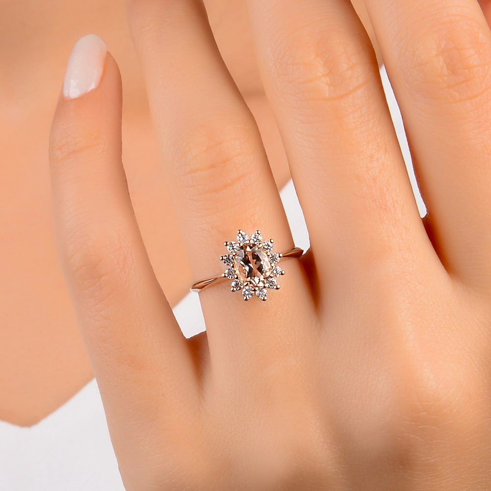 Vintage Yüzükler 0.86 Karat Pırlanta Vintage Morganite Yüzük