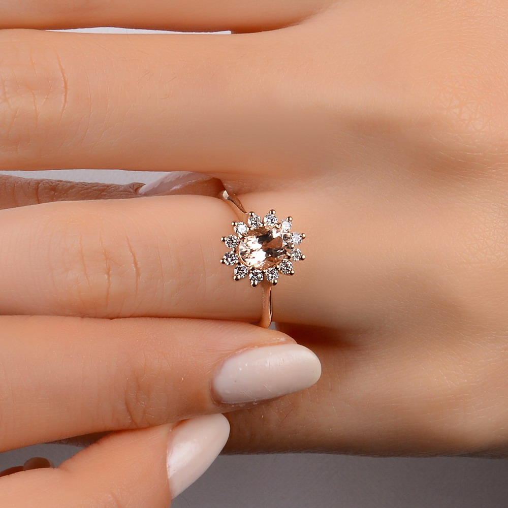 Vintage Yüzükler 0.86 Karat Pırlanta Vintage Morganite Yüzük