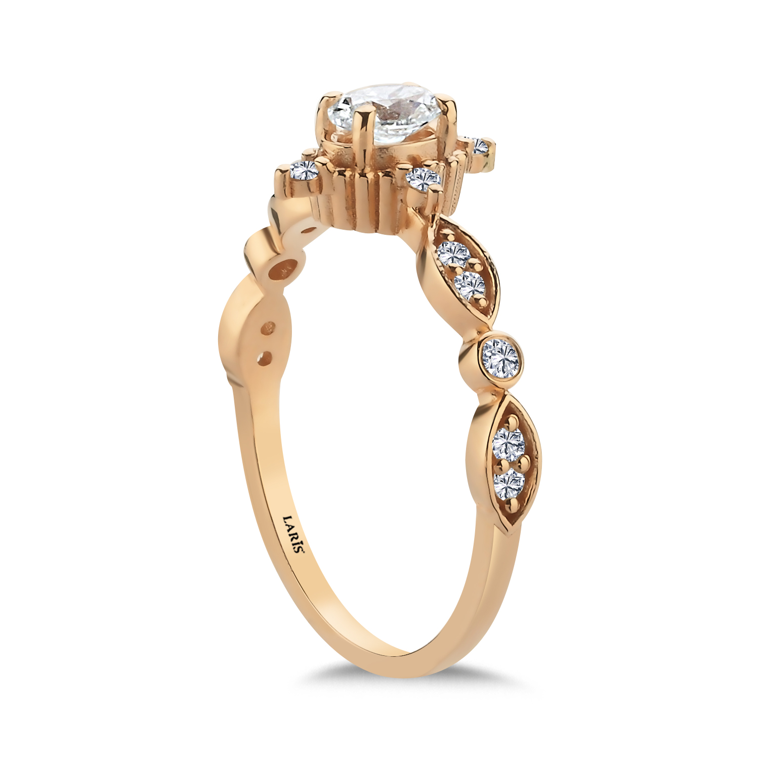 Vintage Yüzükler 0,49 Karat Oval Pırlanta Vintage Orbit Tasarım Yüzük