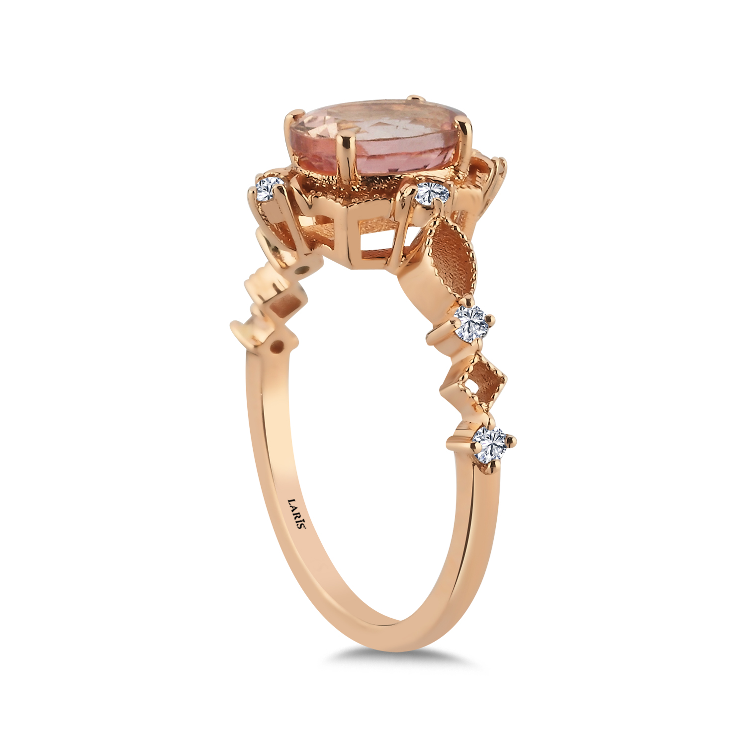 Vintage Yüzükler 1,60 Karat Pırlanta ve Pembe Topaz Illumina Vintage Tasarım Yüzük