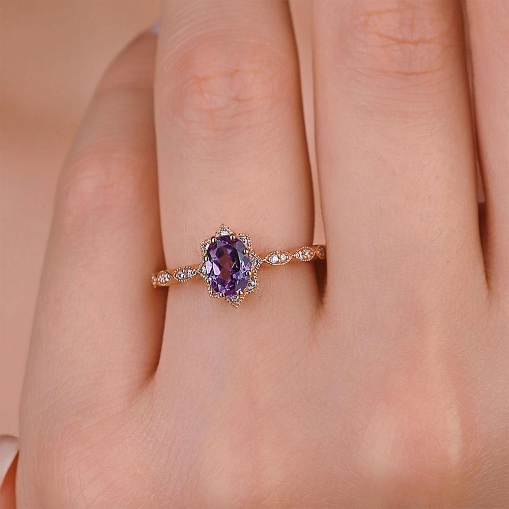 Vintage Yüzükler 1,16 Karat Pırlanta Alexandrit Vintage Yüzük