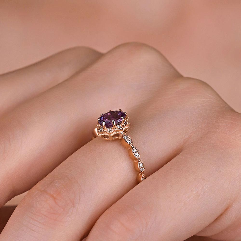 Vintage Yüzükler 1,16 Karat Pırlanta Alexandrit Vintage Yüzük