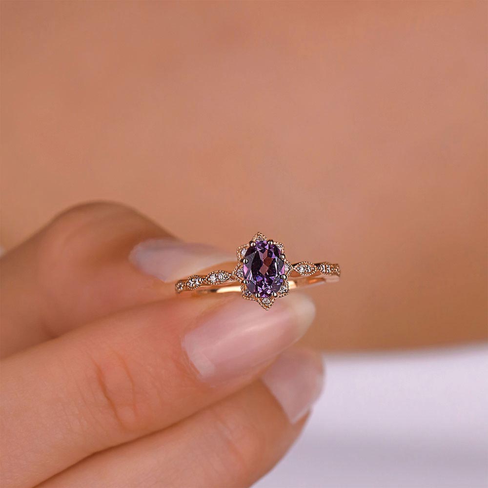 Vintage Yüzükler 1,16 Karat Pırlanta Alexandrit Vintage Yüzük