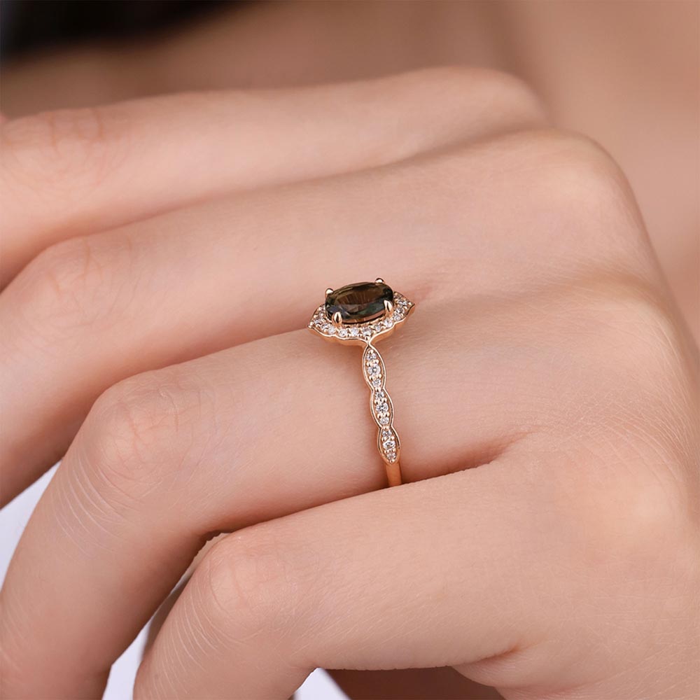 Vintage Yüzükler 0,75 Karat Pırlanta Vintage Turmalin Yüzük