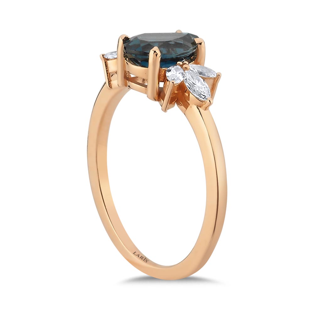 Vintage Yüzükler 1,57 Karat Pırlanta London Blue Topaz Vintage Yüzük