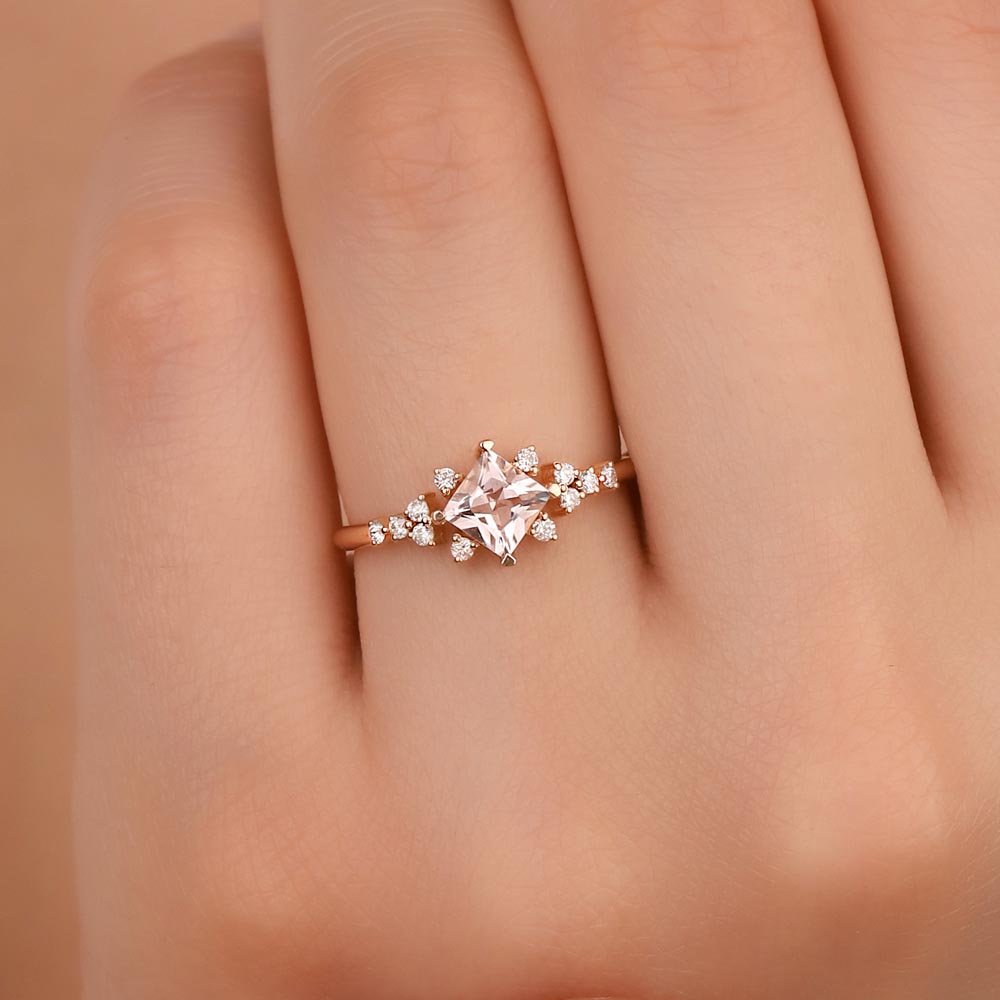 Vintage Yüzükler 0,83 Karat Pırlanta Vintage Morganit Yüzük