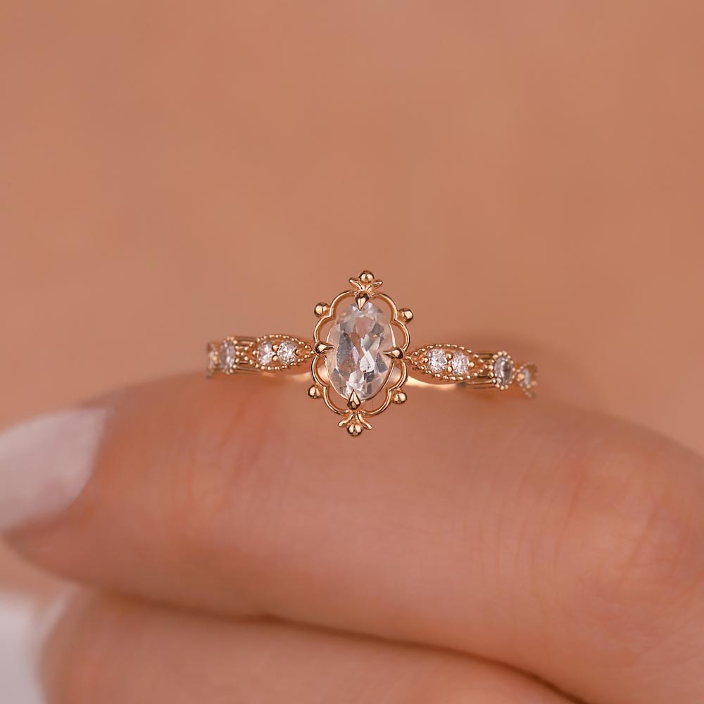 Vintage Yüzükler 0,80 Karat Pırlanta Vintage Beyaz Topaz Yüzük