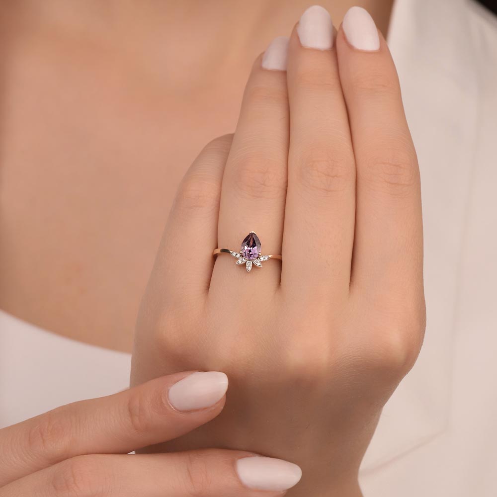 Vintage Yüzükler 1,05 Karat Pırlanta Vintage Alexandrit Yüzük