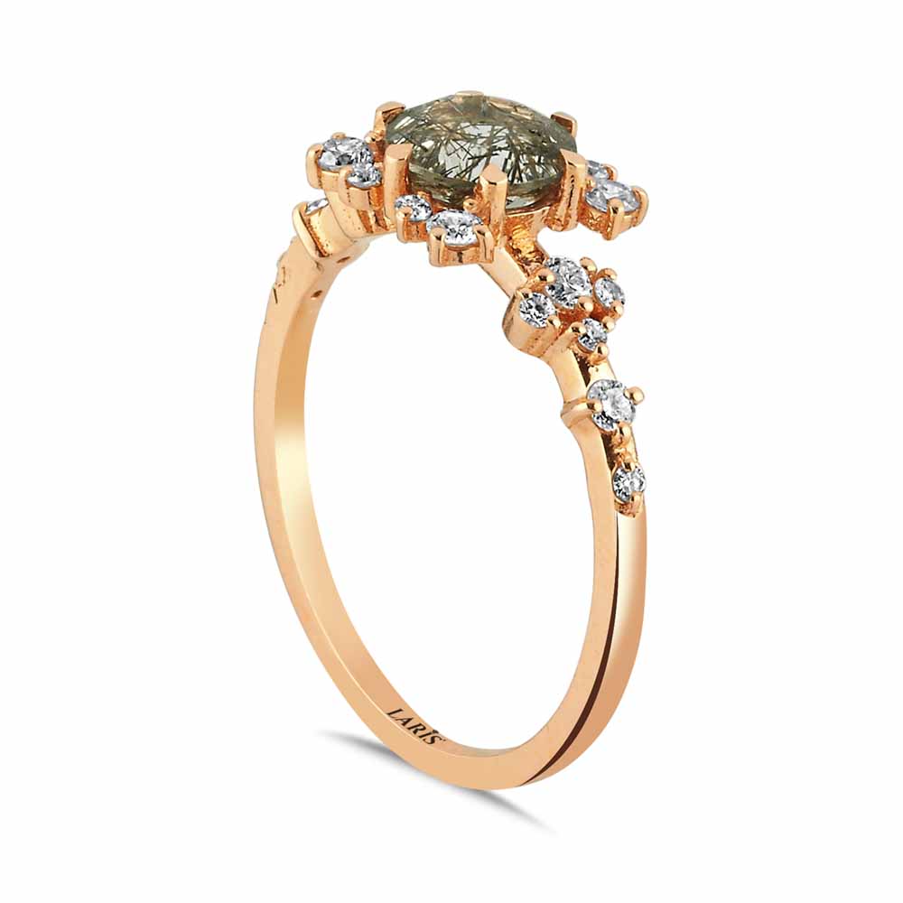 Vintage Yüzükler 0,92 Karat Pırlanta Vintage Black Rutile Kuvars Yüzük