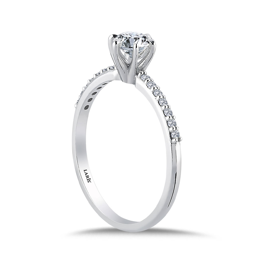 Tektaş Yüzükler 0,50 Karat Pırlanta Kolları Taşlı Altı Tırnaklı Tiffany Tasarım Celeste Tektaş Yüzük