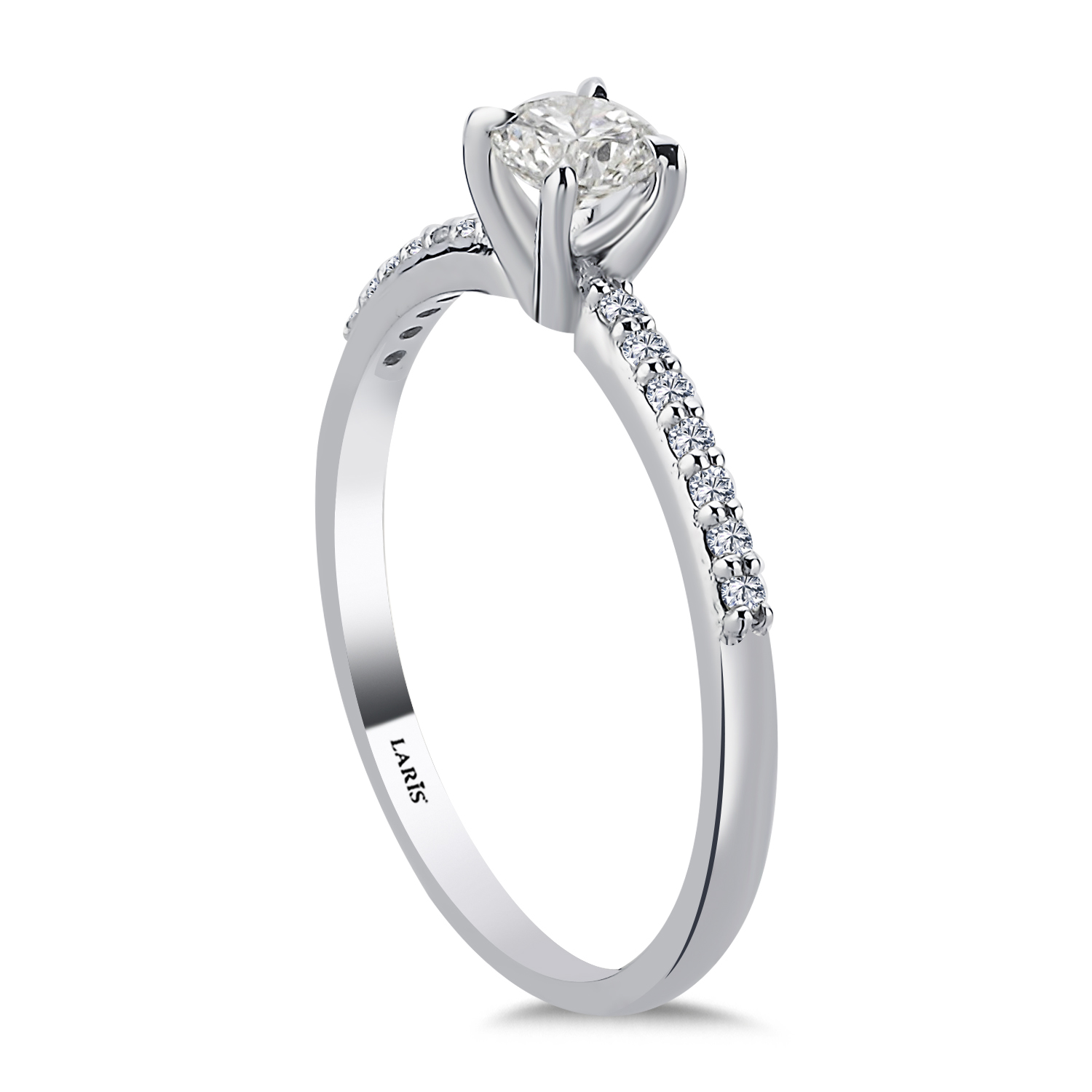 Tektaş Yüzükler 0,40 Karat Pırlanta Kolları Taşlı Classic Tektaş Yüzük